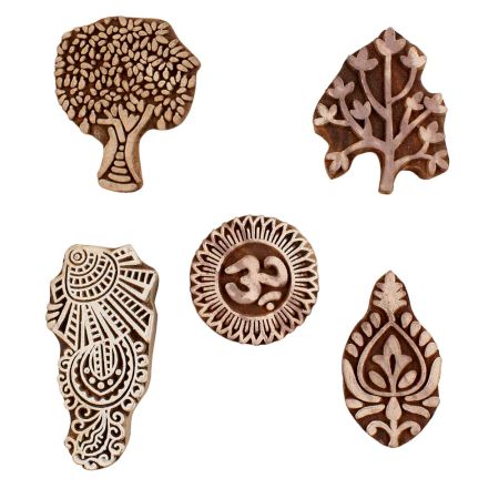 Set of 5 Piece New Mix Wooden Printing Blocks